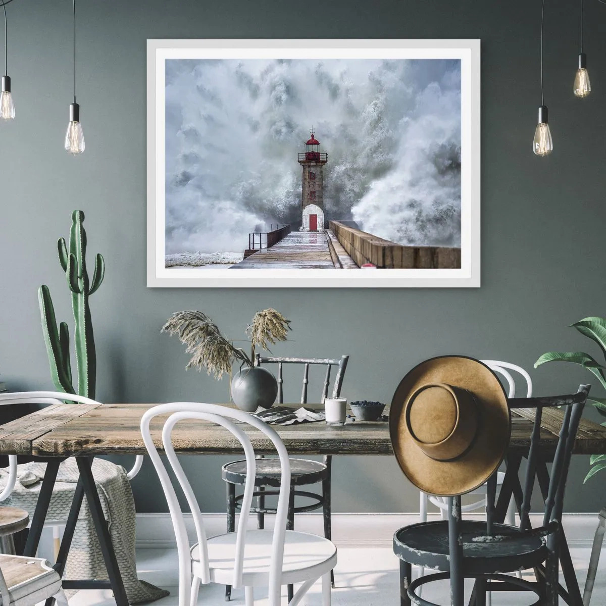 Poster in einem weißen Rahmen - Das Rauschen des Wassers, der Lärm wird wehen - 50x40 cm