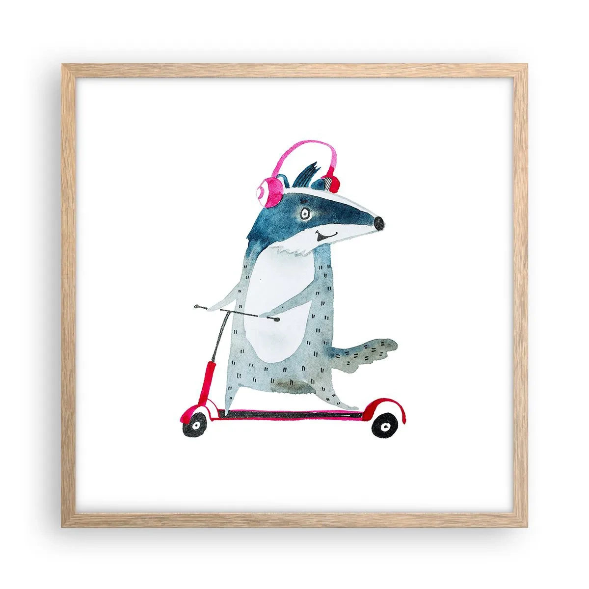 Poster in einem Rahmen aus heller Eiche - Dachsfreude - 50x50 cm