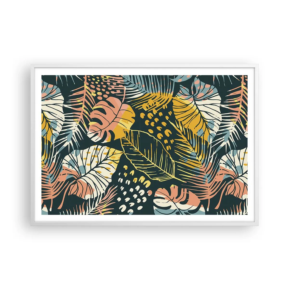 Poster in einem weißen Rahmen - Grüne Fantasie - 100x70 cm