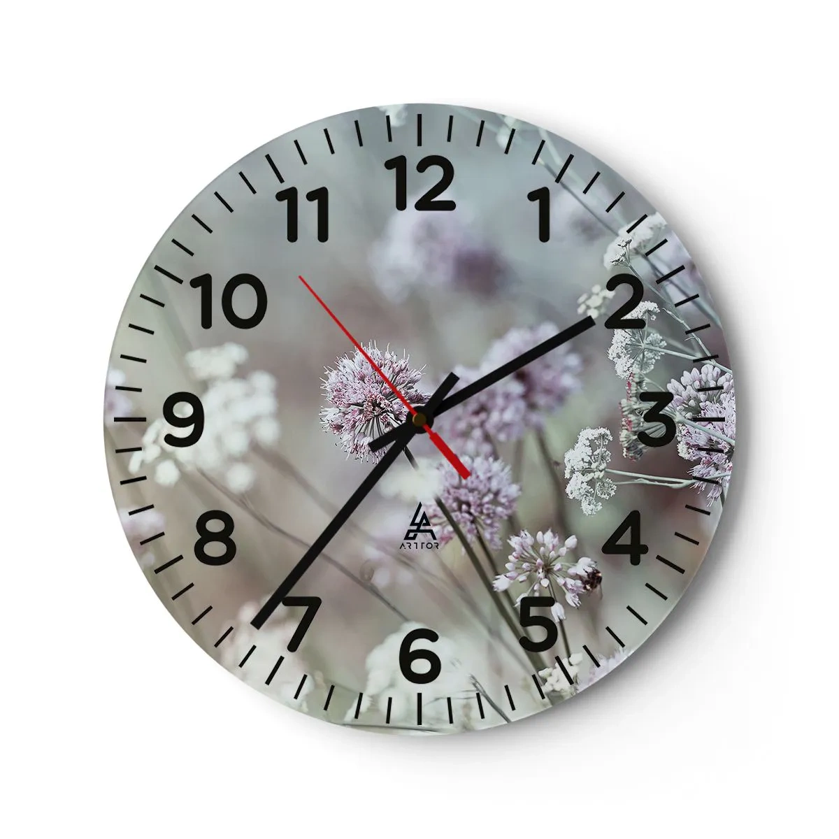 Wanduhr - Glasuhr - Süße filigrane Kräuter - 40x40 cm