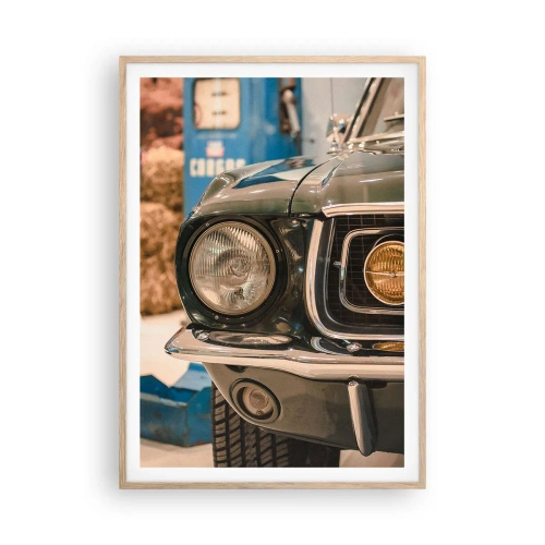 Poster in einem Rahmen aus heller Eiche - Treffen mit einer Legende - 70x100 cm