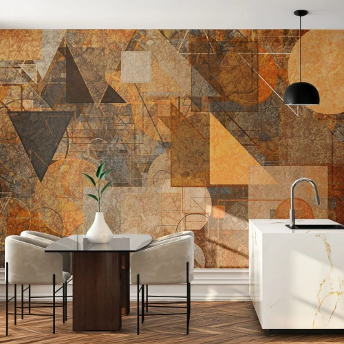 Selbstklebende Fototapete Deluxe Sticker - Eine kubistische Studie aus Bronze - Abstraktion, Stück, Moderne Kunst - 400x280 cm