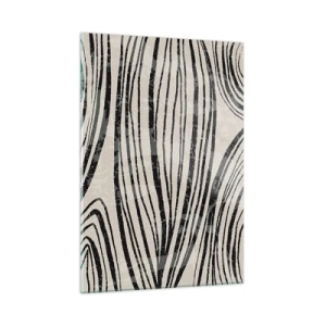 Glasbild - Bild auf glas - Wellen aus schwarzen Linien auf hellem Hintergrund - 50x70cm - Linienpool - Moderne Wanddekoration für Wohnzimmer und Schlafzimmer ARTTOR