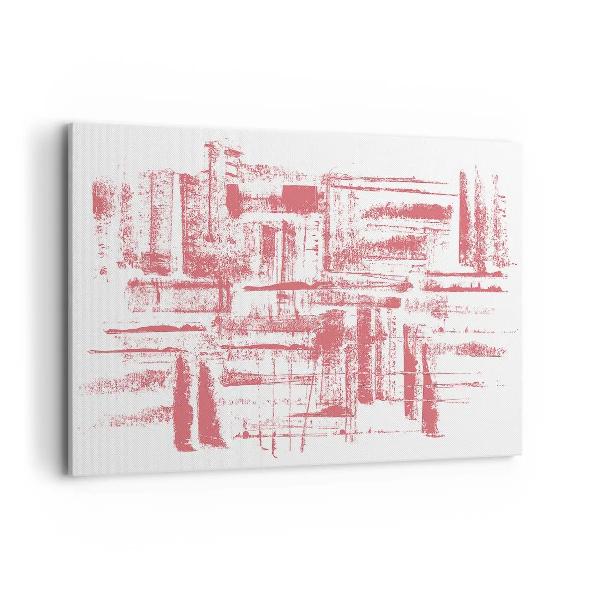 Bild auf Leinwand - Leinwandbild - Abstrakte rosa Texturen auf weißem Hintergrund - 100x70cm - Die rote Stadt - Moderne Wanddekoration für Wohnzimmer und Schlafzimmer ARTTOR
