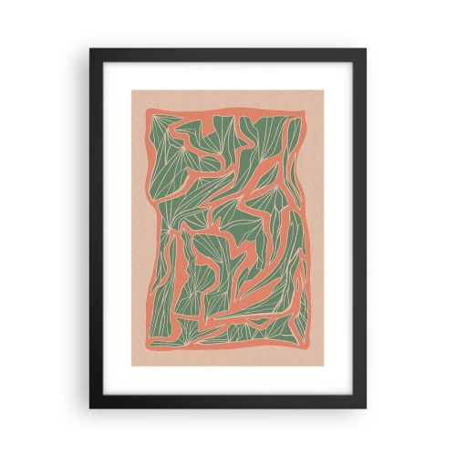 Poster in einem schwarzem Rahmen - Kampf zwischen Korallen und Grün - 30x40 cm