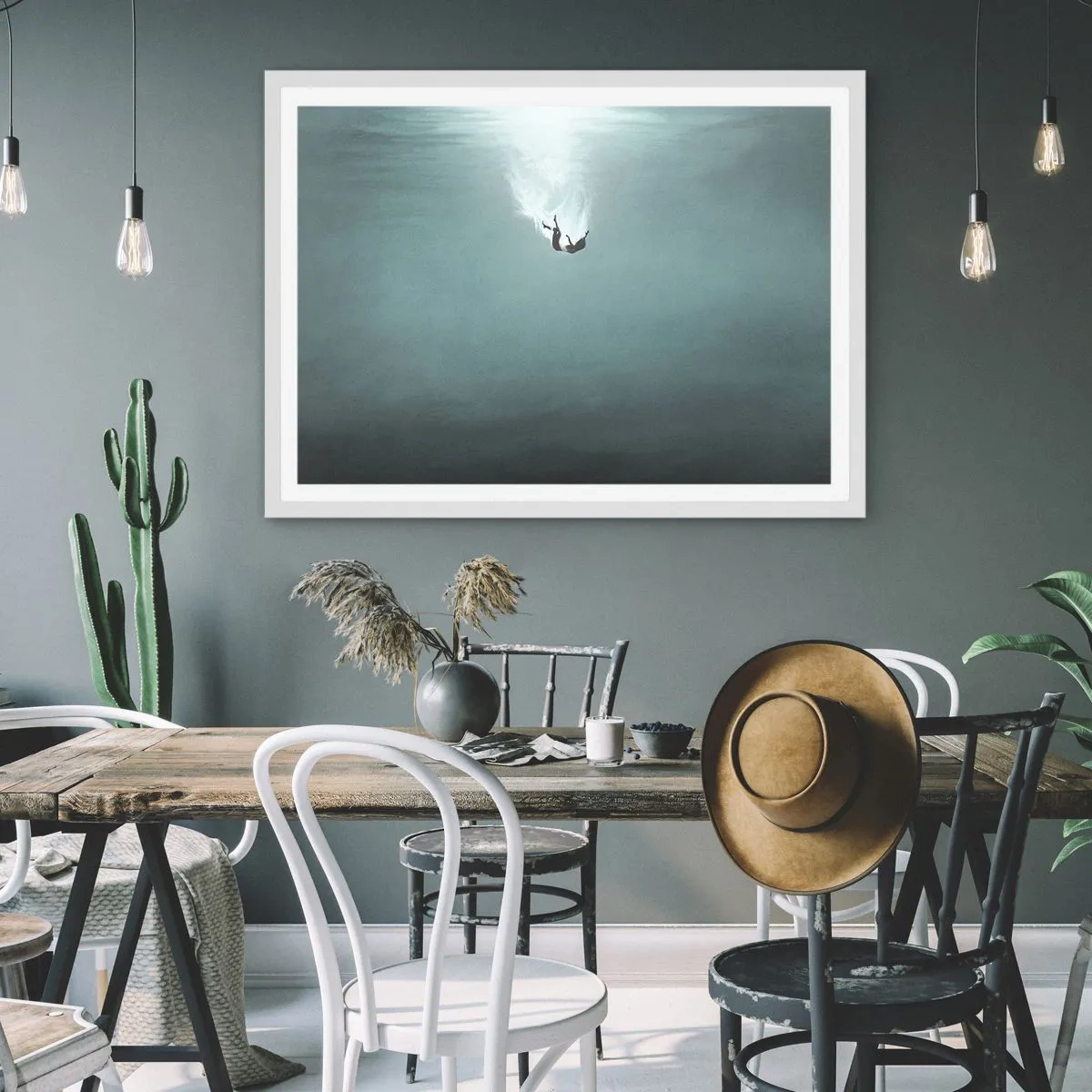 Poster in einem weißen Rahmen - In den Armen des Ozeans - 70x50 cm