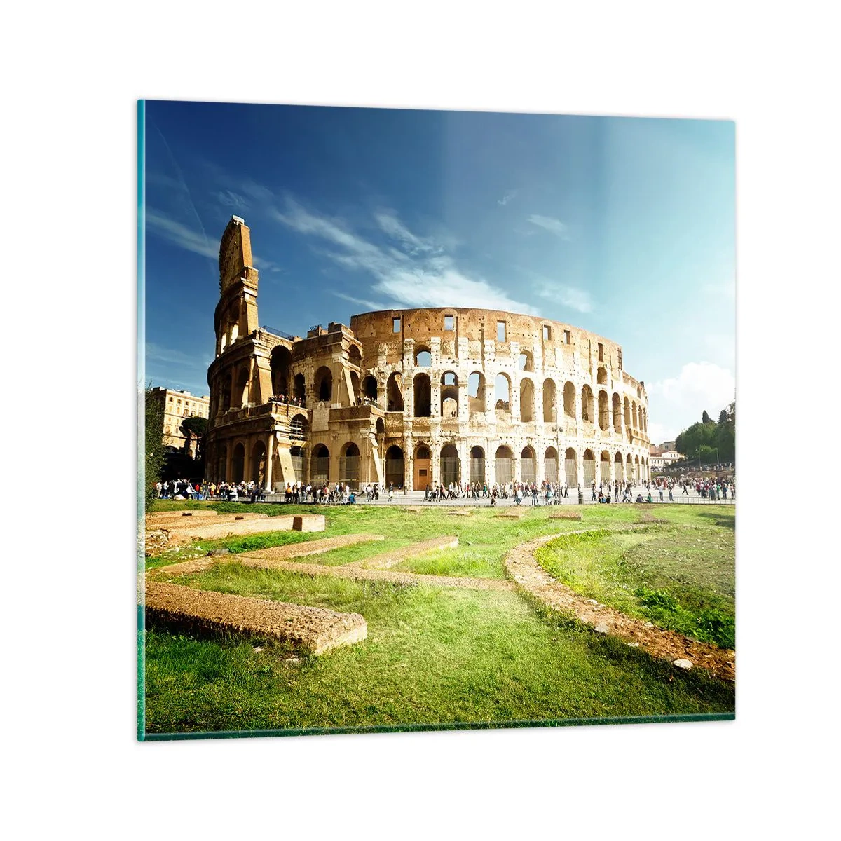 Glasbild - Bild auf glas - Wir können immer noch das Knallen der Waffe hören - 40x40 cm