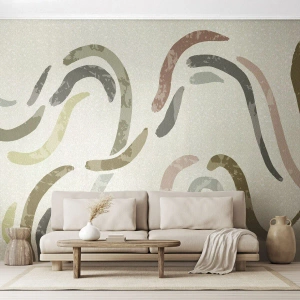 Fototapete Premium Canvas - Abstrakte Bögen in Pastellfarben - 100x70cm - Fröhlicher Tanz der Abstraktion - Moderne Wanddekoration für Wohnzimmer und Schlafzimmer ARTTOR