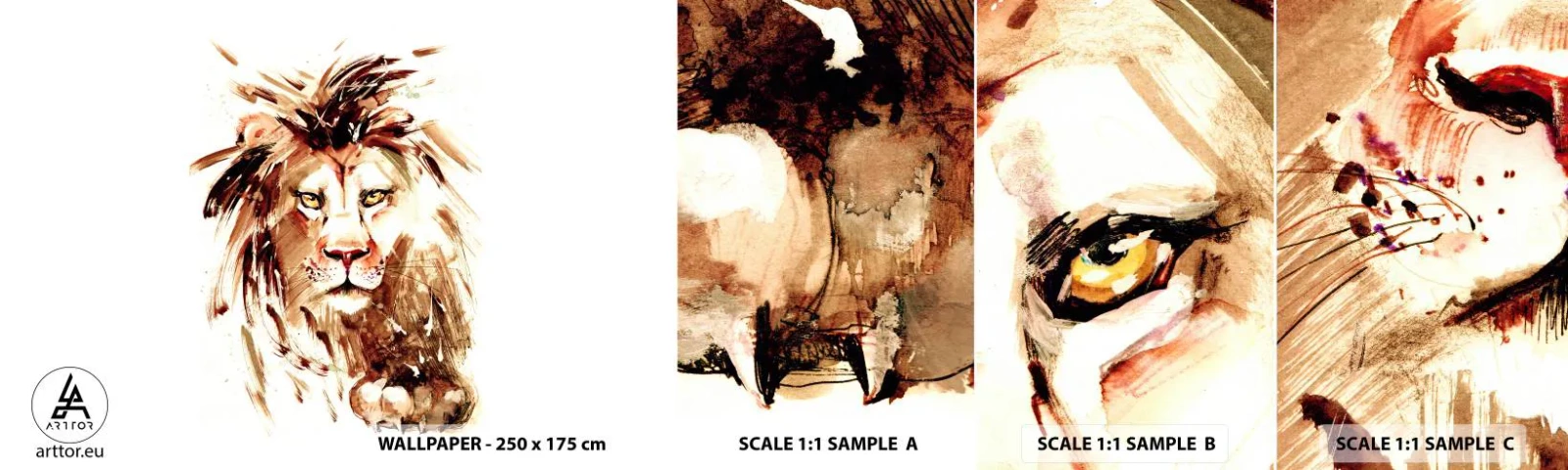 Fototapeten Muster Selbstklebend Deluxe Sticker - Stärke und Würde - Tiere, Löwe, Abstraktion - 100x30 cm