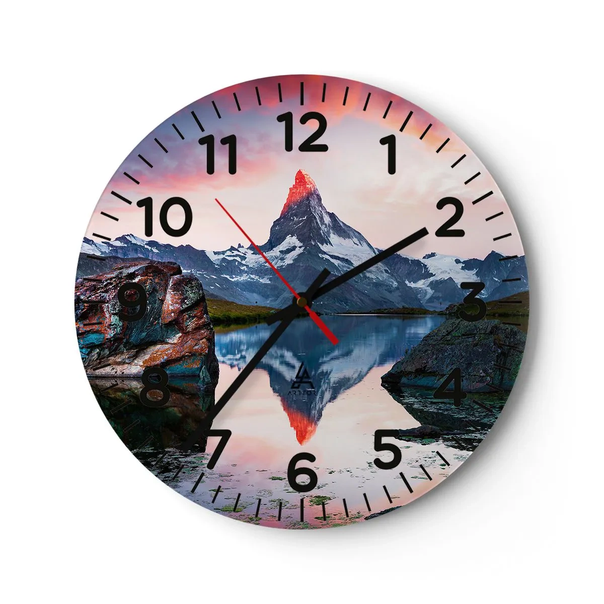 Wanduhr - Glasuhr - Das Herz der Berge ist heiß - 40x40 cm