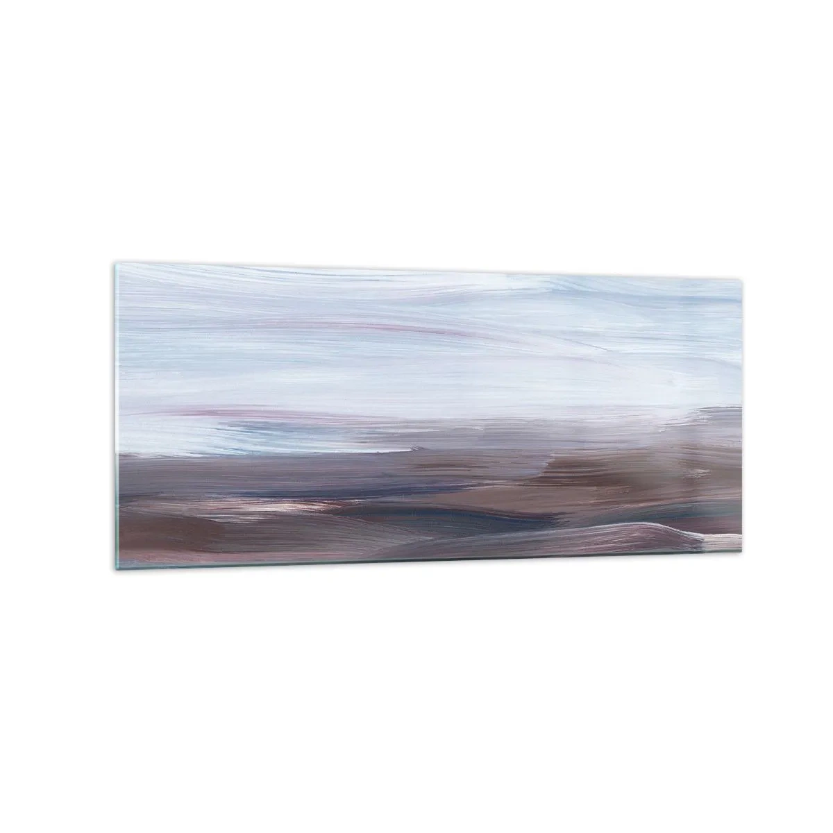 Glasbild - Bild auf glas - Eine subtile Abstraktion mit zarten Strichen in Pastelltönen. - 120x50cm - Elemente: Wasser - Moderne Wanddekoration für Wohnzimmer und Schlafzimmer ARTTOR