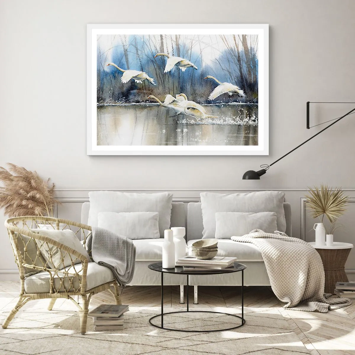 Poster in einem weißen Rahmen - Wie im Märchen von den wilden Schwänen - 40x30 cm