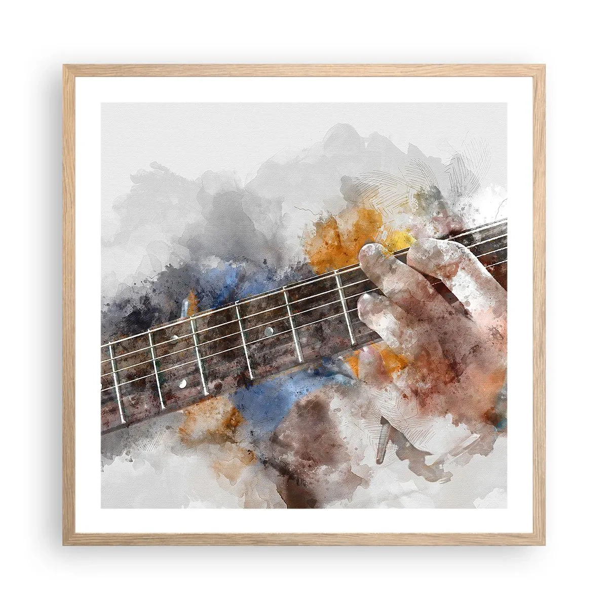 Poster in einem Rahmen aus heller Eiche - Poesie zwischen den Saiten - 60x60 cm