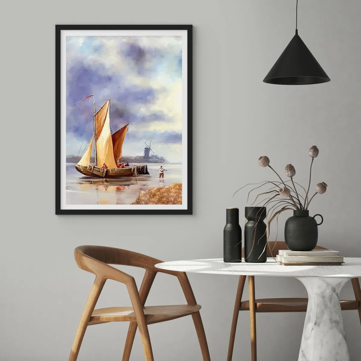 Poster in einem schwarzem Rahmen - Die Rückkehr der Seeleute - 30x40 cm