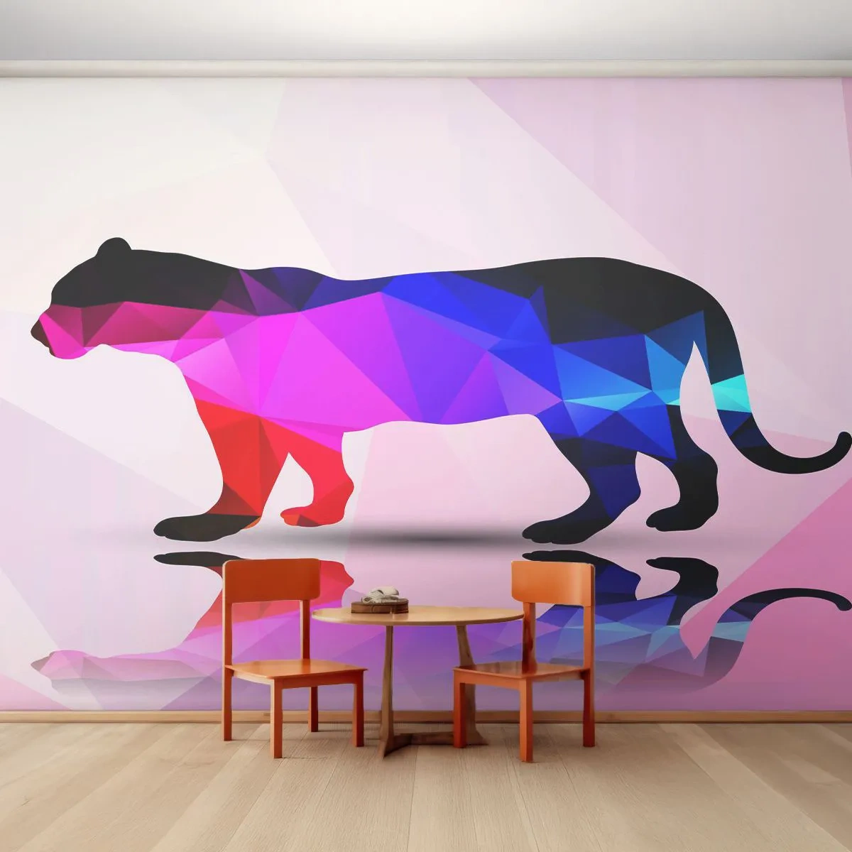 Fototapete Premium Canvas - Diment Panther - Tiere, Panther, Geometrische Figur - 400x280 cm