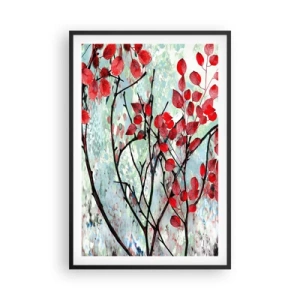 Poster in einem schwarzem Rahmen - Baum in Scharlachrot - 61x91 cm