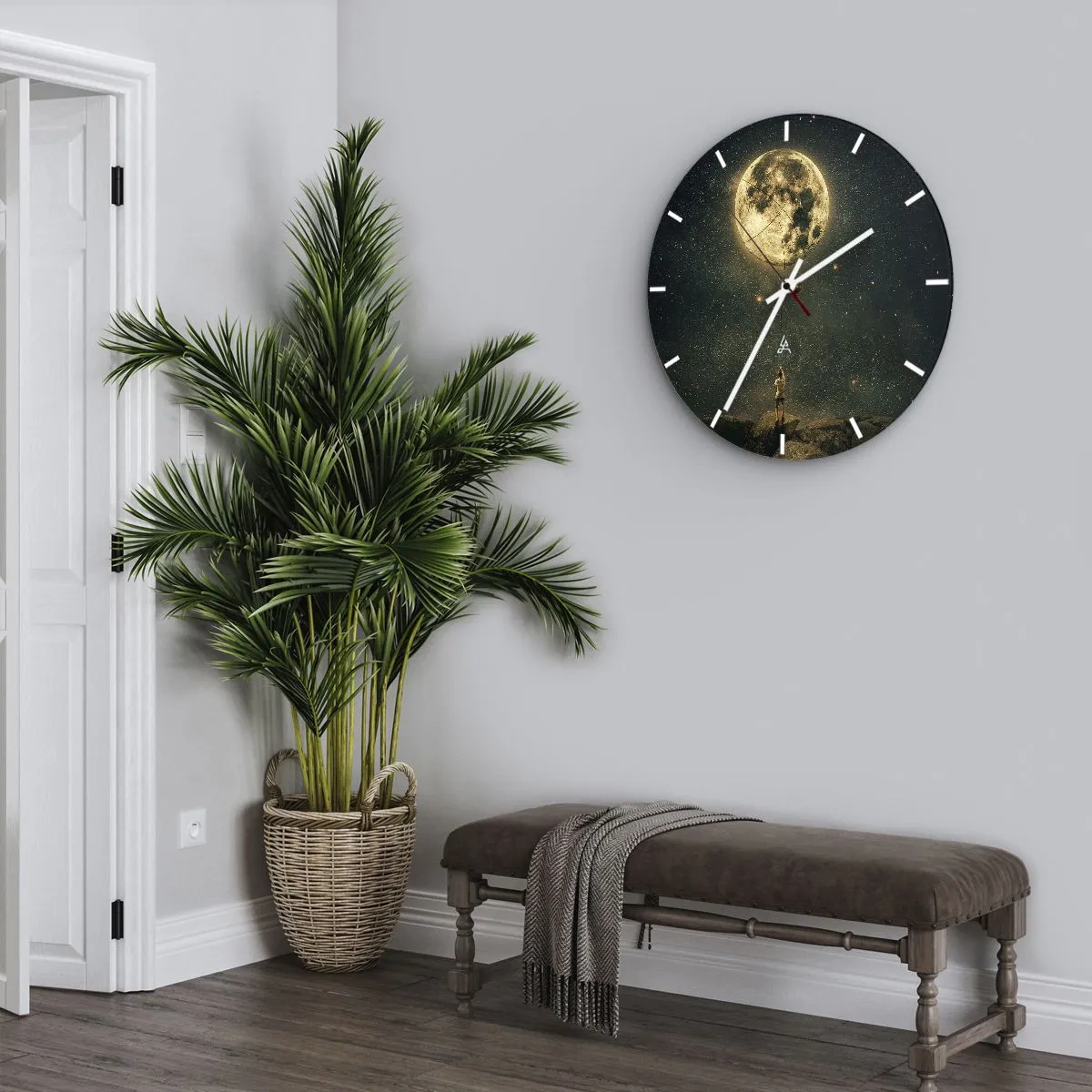 Wanduhr - Glasuhr - Der Mann, der den Mond gestohlen hat - 40x40 cm