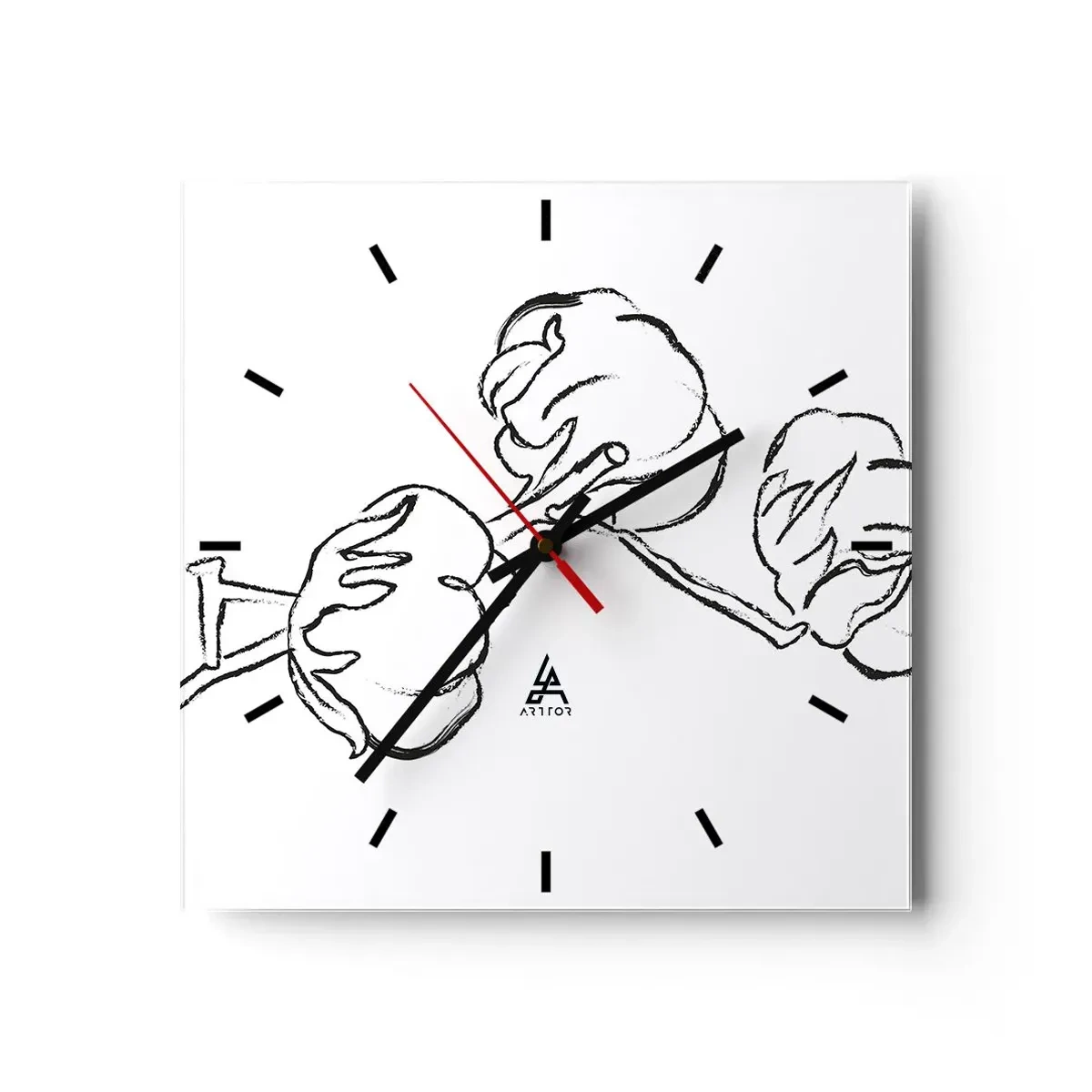 Wanduhr - Glasuhr - Baumwolldaunen - 40x40 cm