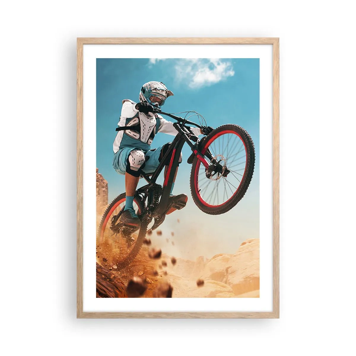 Poster in einem Rahmen aus heller Eiche - Fahrrad-Wahnsinn-Dämon - 50x70 cm