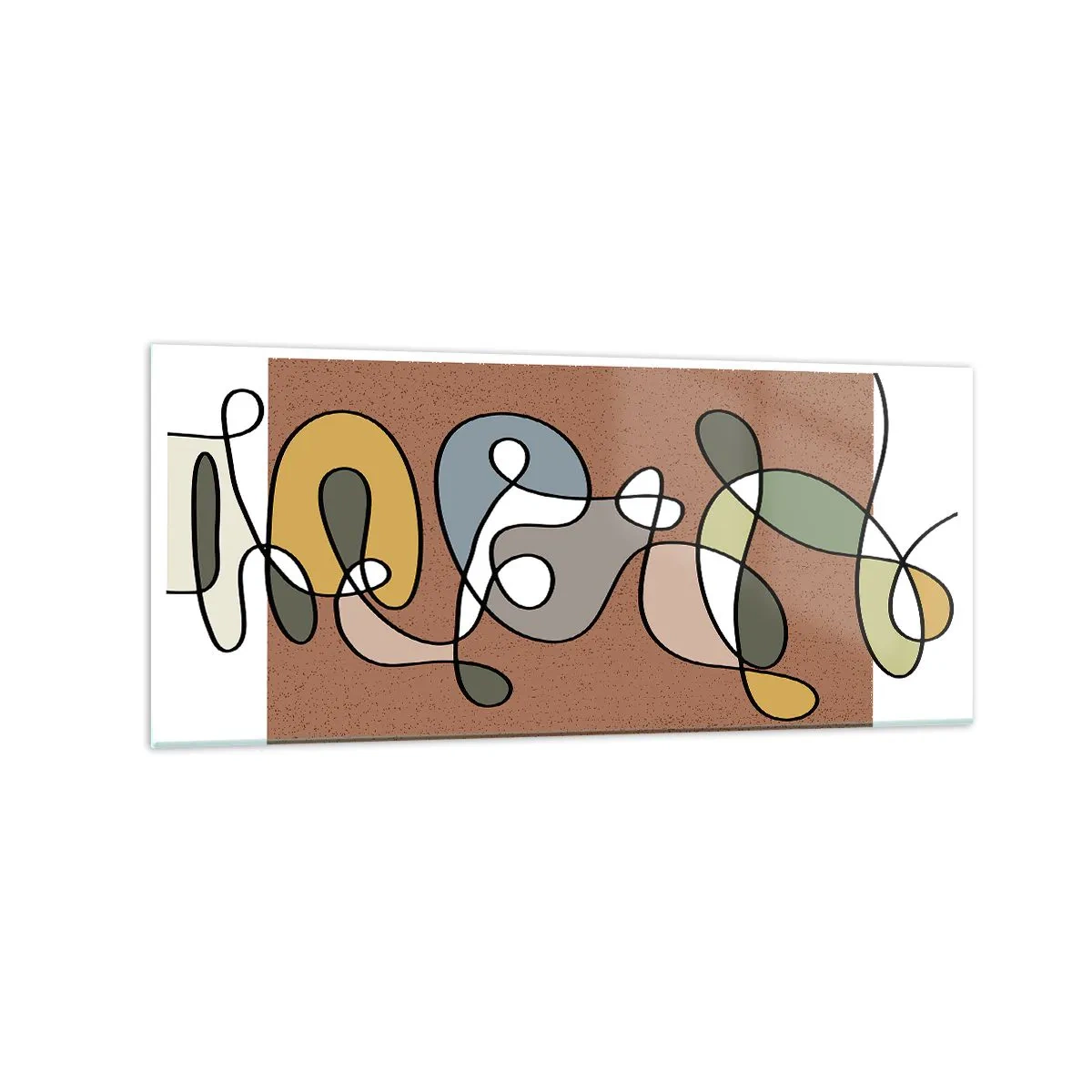 Glasbild - Bild auf glas - Bunte Abstraktion mit Punkten und Linien - 120x50cm - Abstraktion, die ein Lächeln wert ist - Moderne Wanddekoration für Wohnzimmer und Schlafzimmer ARTTOR