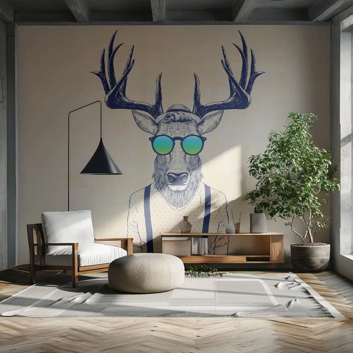 Fototapete Standard Eco - Wen hast du erwartet? - Abstraktion, Stück, Reh - 250x175 cm