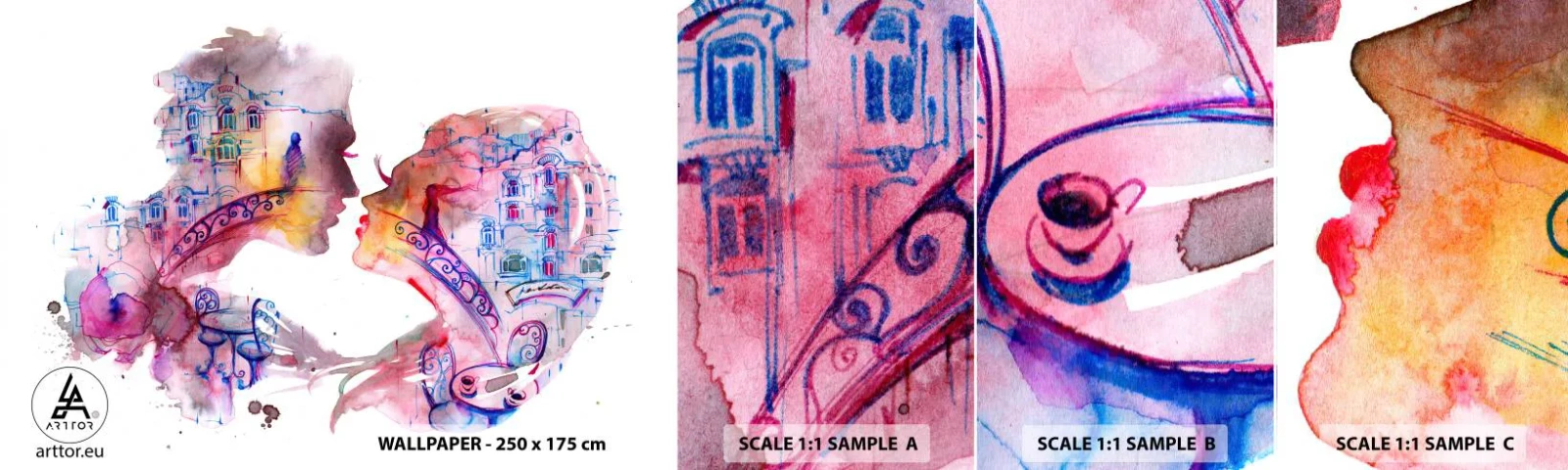 Fototapeten Muster Selbstklebend Deluxe Sticker - Die geheime Seufzerbrücke - Abstraktion, Verliebtes Pärchen, Die Architektur - 100x30 cm