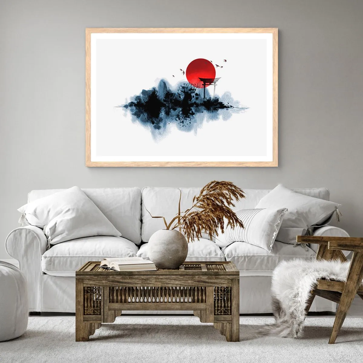 Poster in einem Rahmen aus heller Eiche - Japanische Sicht - 50x40 cm