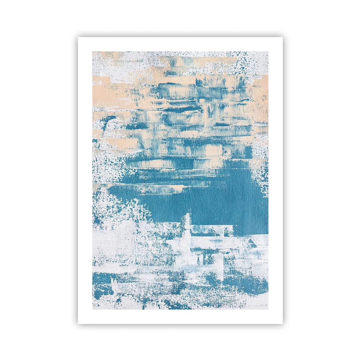 Poster - Abstrakte Textur in Blau- und Beigetönen - 50x70cm - Durch einen Eiszapfen - Moderne Wanddekoration für Wohnzimmer und Schlafzimmer ARTTOR