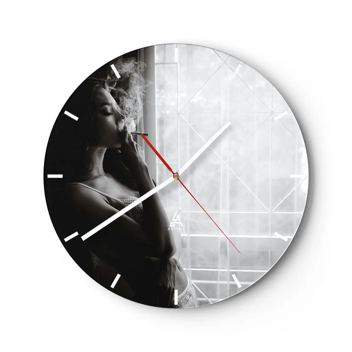 Wanduhr - Glasuhr - Sinnlicher Moment - 40x40 cm