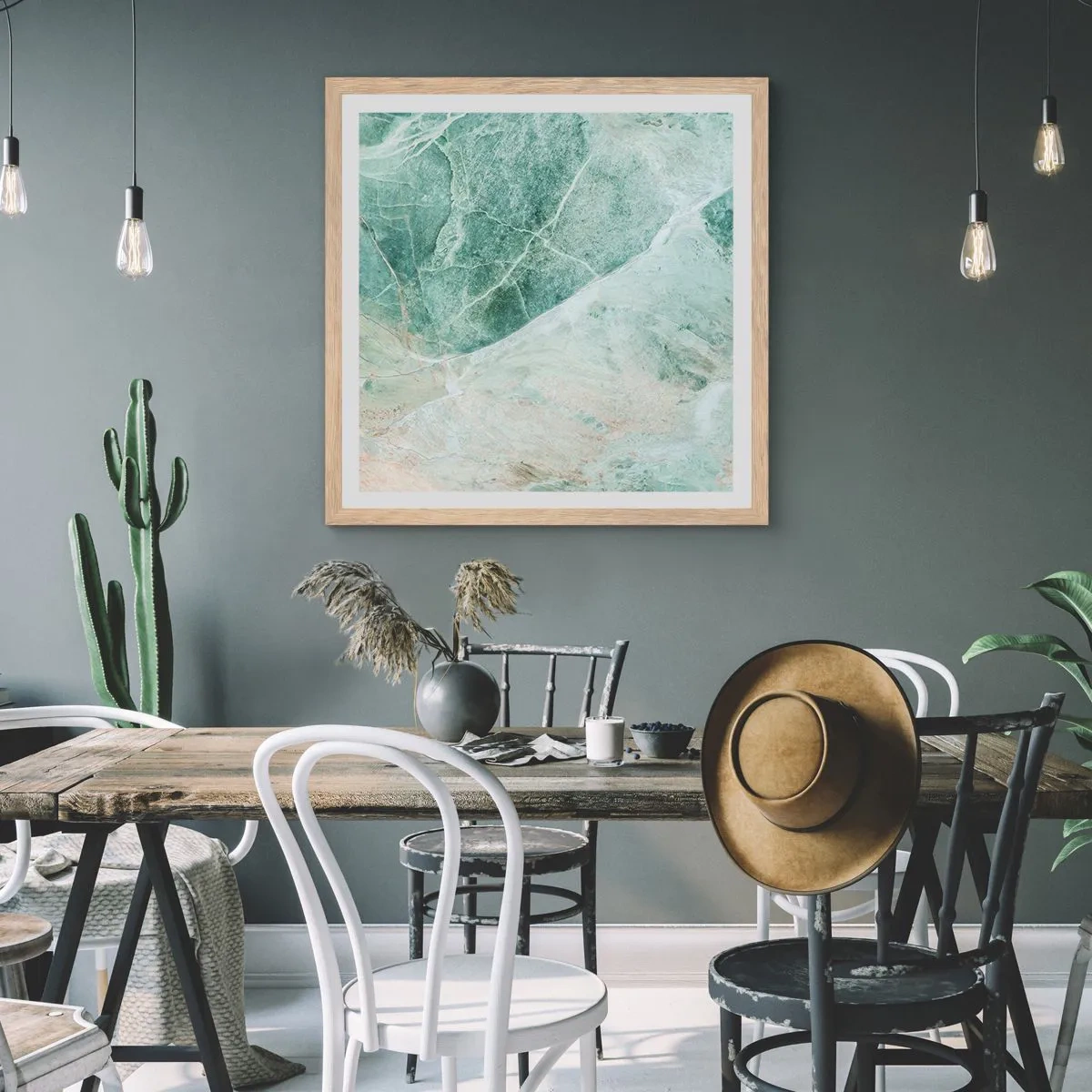 Poster in einem Rahmen aus heller Eiche - Edle Kälte des Steins - 60x60 cm