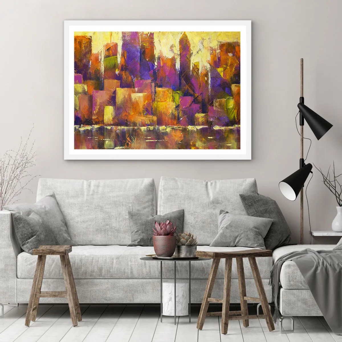 Poster in einem weißen Rahmen - Metropolitische Komposition - 40x30 cm