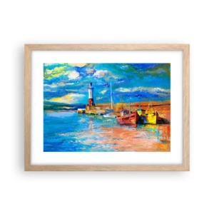Poster in einem Rahmen aus heller Eiche - Ein Nachmittag in der Regenbogenbucht - 40x30 cm