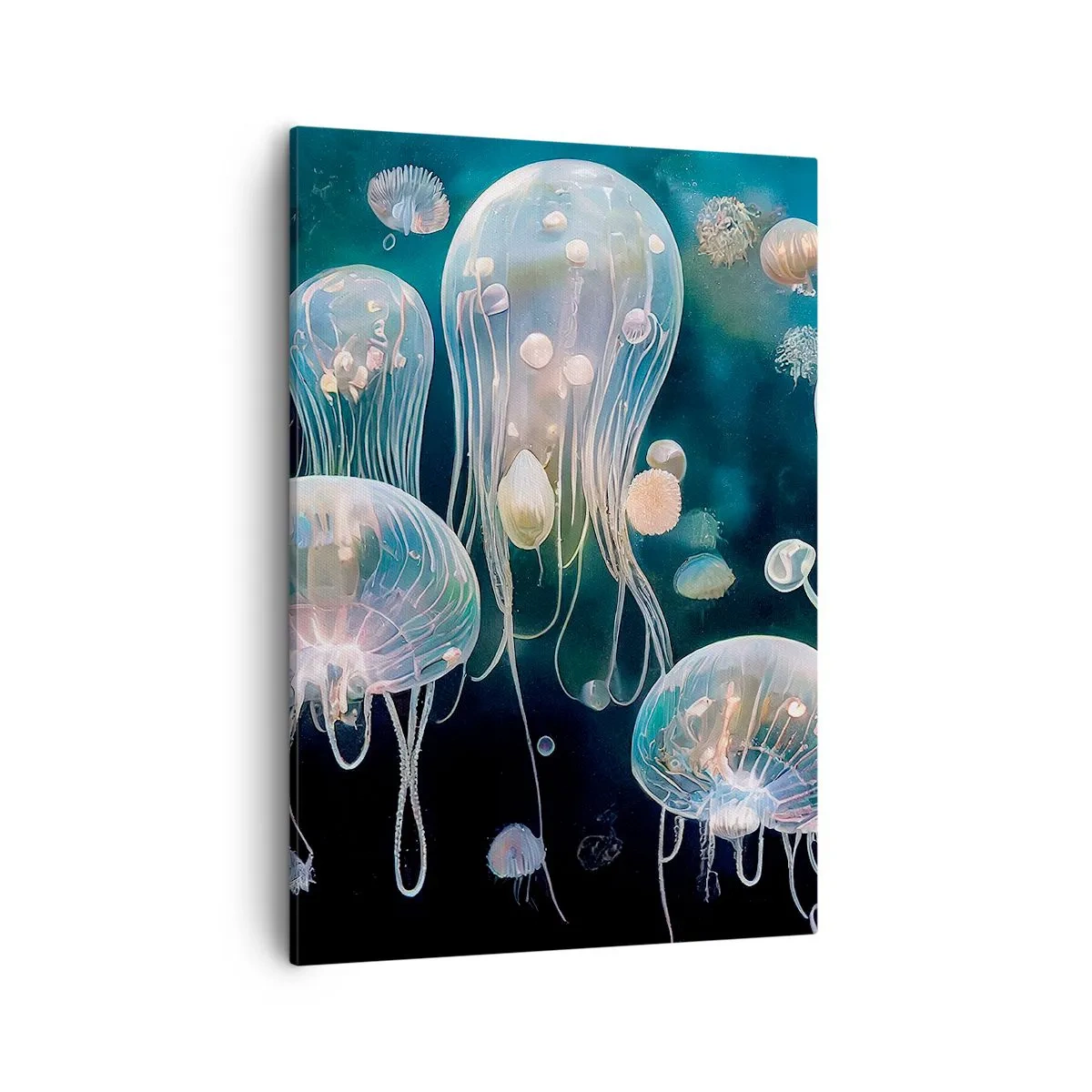 Bild auf Leinwand - Leinwandbild - Zarte Quallen in der Unterwasserwelt - 50x70cm - Unterwasserball - Moderne Wanddekoration für Wohnzimmer und Schlafzimmer ARTTOR