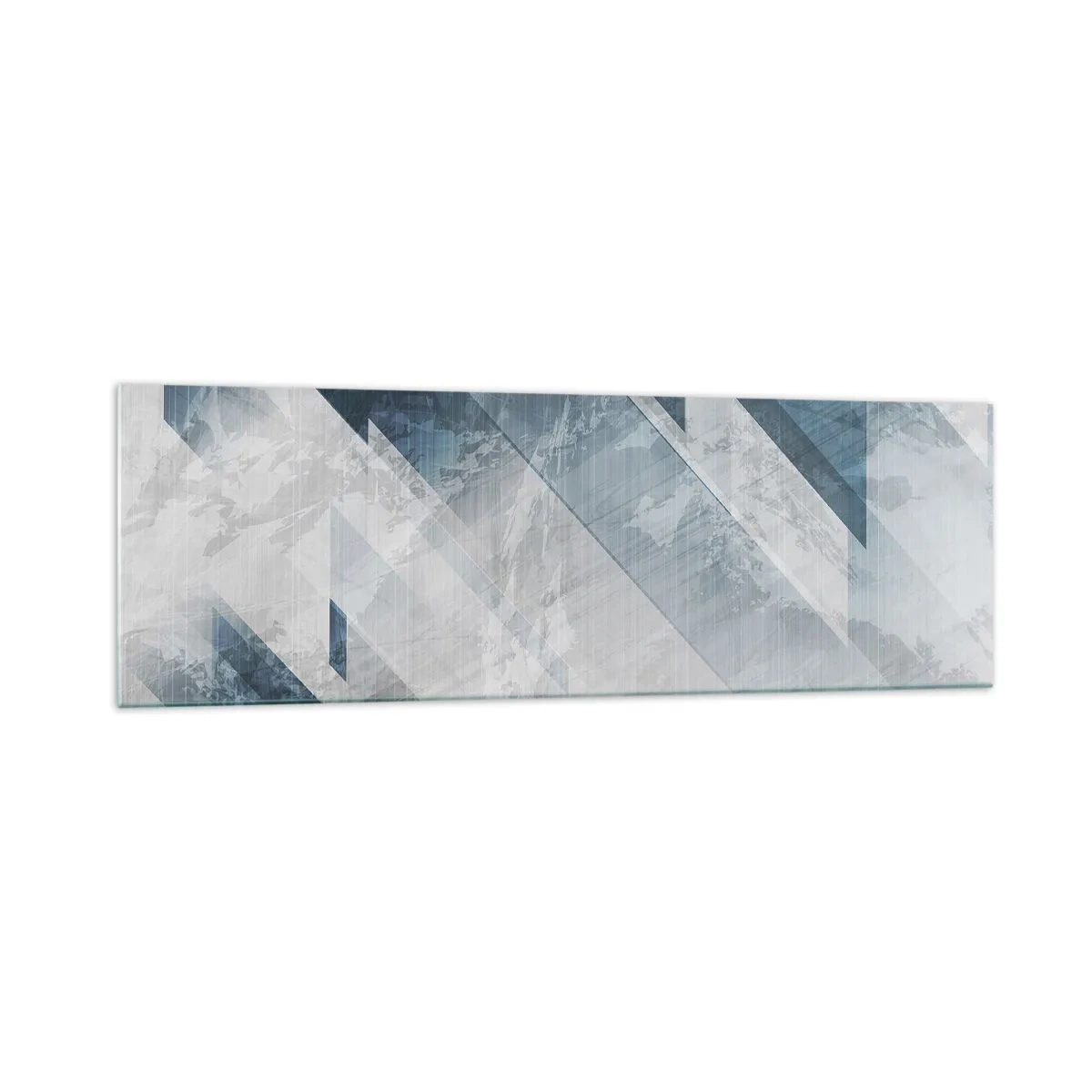 Glasbild - Bild auf glas - Abstrakte Linien in Grau- und Blautönen - 160x50cm - Räumliche Komposition - graue Bewegung - Moderne Wanddekoration für Wohnzimmer und Schlafzimmer ARTTOR