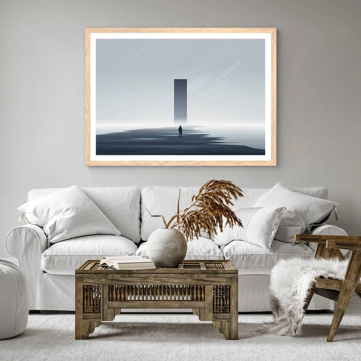 Poster in einem Rahmen aus heller Eiche - Chance oder Bedrohung? - 70x50 cm