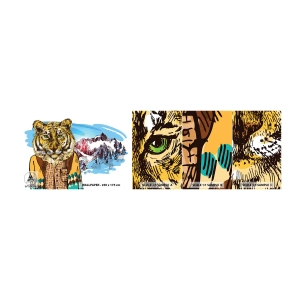 Fototapeten Muster Selbstklebend Deluxe Sticker - Nicht so wild, wie sie ihn zeichnen - Abstraktion, Tiger, Berge - 100x30 cm