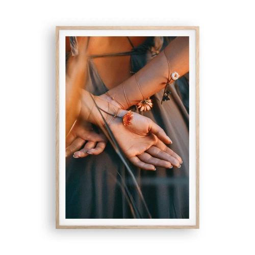 Poster in einem Rahmen aus heller Eiche - Verbunden mit der Natur - 70x100 cm