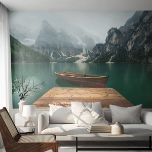 Selbstklebende Fototapete Deluxe Sticker - Und die stolzen Felsen der Stirn - Landschaft, Berge, See - 150x105 cm