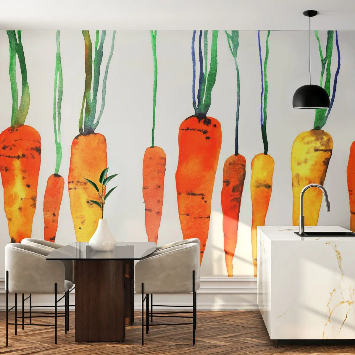 Fototapete Premium Sand - Die Schönheit des Gewöhnlichen - Gastronomie, Karotte, Grafik - 100x70 cm