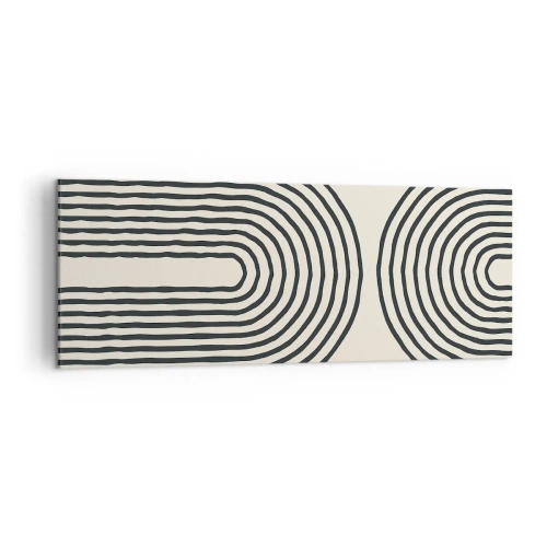 Bild auf Leinwand - Leinwandbild - Abstraktes geometrisches Muster mit symmetrischen Linien auf hellem Hintergrund - 140x50cm - In einem Moment ... - Moderne Wanddekoration für Wohnzimmer und Schlafzimmer ARTTOR