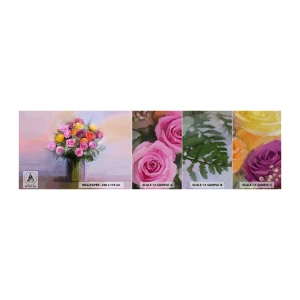 Fototapeten Muster Premium Sand - Festgehaltene Schönheit - Vase mit Blumen, Blumenstrauß, Stück - 100x30 cm