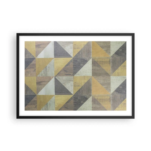 Poster in einem schwarzem Rahmen - Geometrische Komposition aus Dreiecken in erdigen Farbtönen - 70x50cm - Am Winkel des Dreiecks - Moderne Wanddekoration für Wohnzimmer und Schlafzimmer ARTTOR