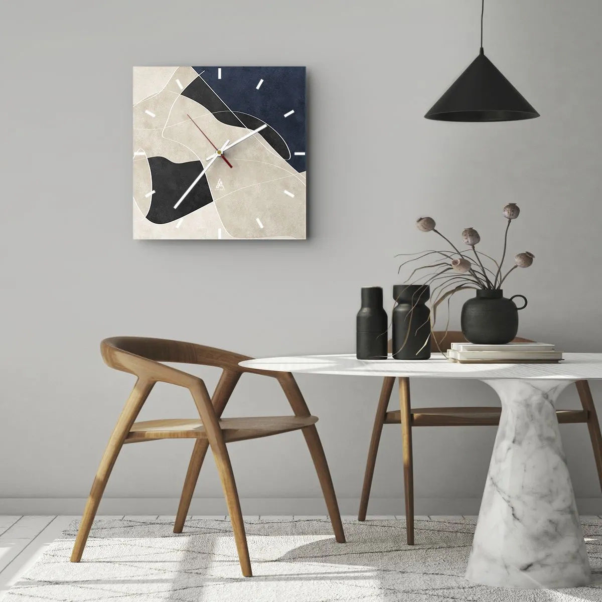 Wanduhr - Glasuhr - Abstrakte Komposition – Farbkontrast - 40x40 cm
