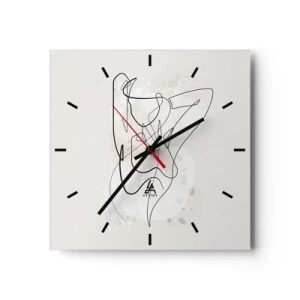 Wanduhr - Glasuhr - Abstrakte Linienkunstfigur auf hellem Hintergrund - 30x30cm - Die Kunst der Verführung - Moderne Wanddekoration für Wohnzimmer und Schlafzimmer ARTTOR