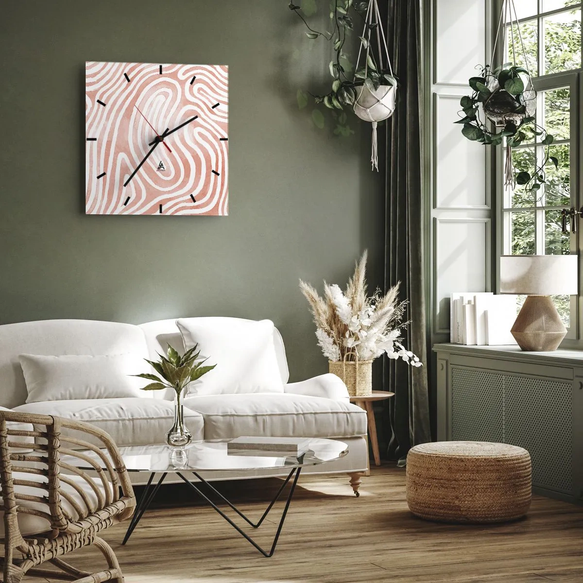 Wanduhr - Glasuhr - Im Korallenlabyrinth - 30x30 cm