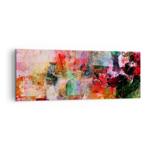 Bild auf Leinwand - Leinwandbild - Eine abstrakte Komposition mit dominanten Rosa- und Rottönen. - 140x50cm - Eine Reise durch die Rosen - Moderne Wanddekoration für Wohnzimmer und Schlafzimmer ARTTOR