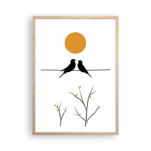 Poster in einem Rahmen aus heller Eiche - Abend der Nachtigallen - 50x70 cm