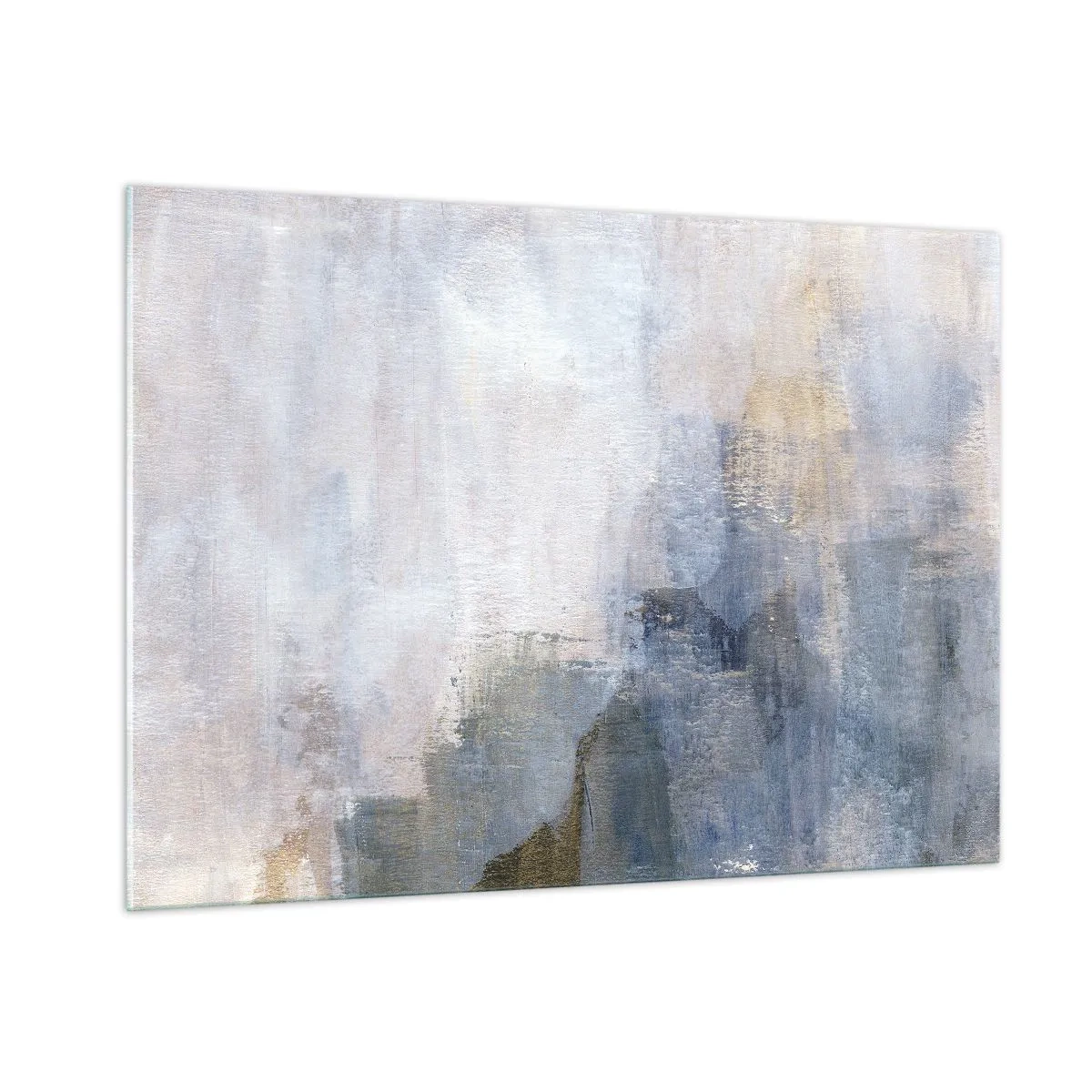 Glasbild - Bild auf glas - Eine abstrakte Komposition in kühlen Blau- und Beigetönen. - 100x70cm - Farbtöne und Akkorde - Moderne Wanddekoration für Wohnzimmer und Schlafzimmer ARTTOR