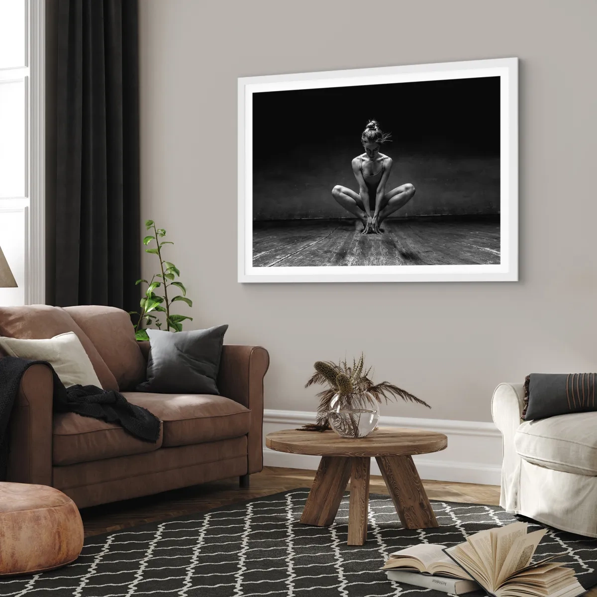 Poster in einem weißen Rahmen - Konzentration der Tanzenergie - 91x61 cm
