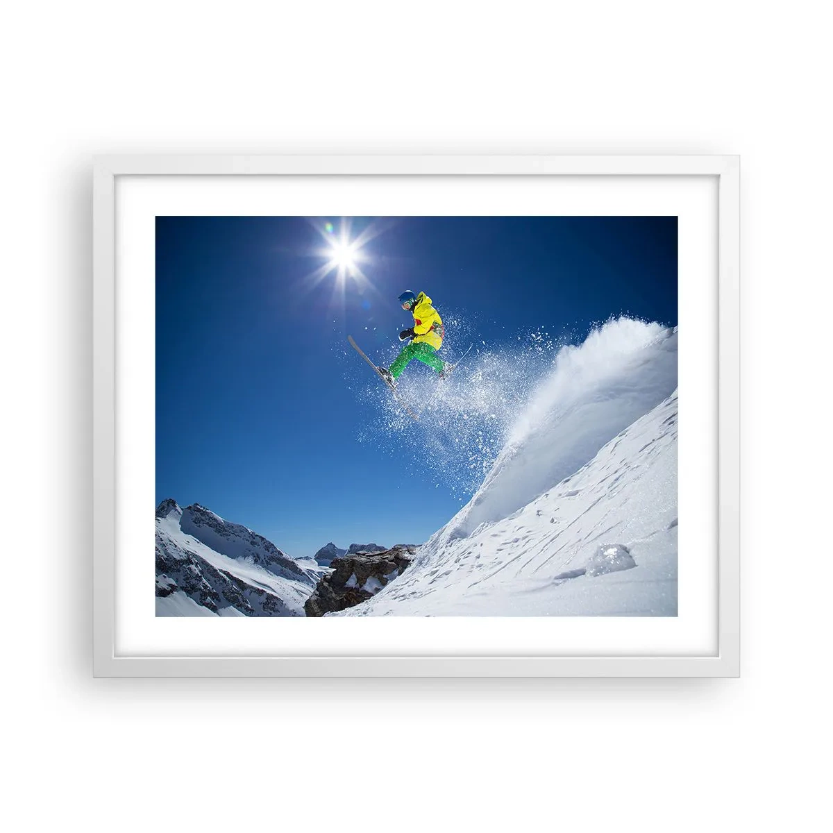 Poster in einem weißen Rahmen - Tanzen mit den Bergen - 50x40 cm